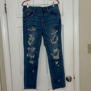 American Eagle Tomgirl Button Fly Destroyed Jeans, size 8 GUC